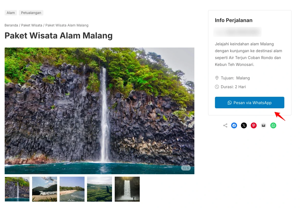 Cara Pemesanan booking paket wisata melalui whatsapp